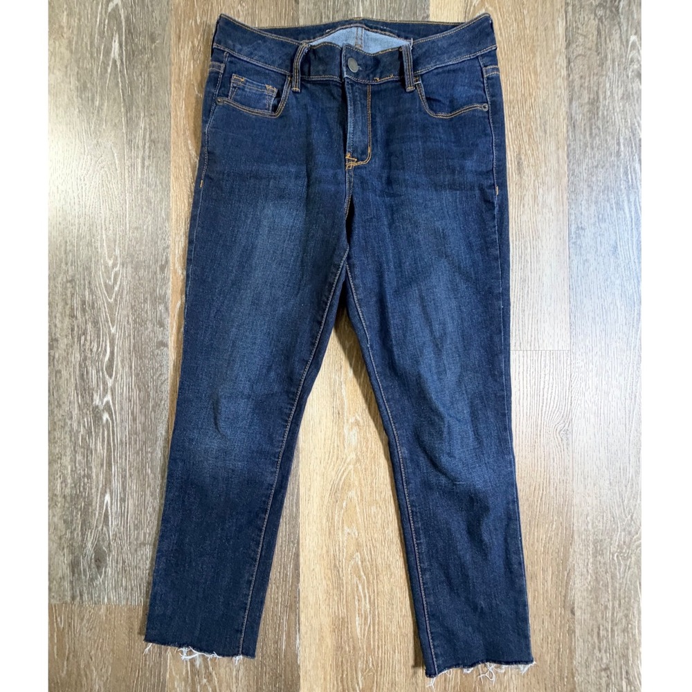 Old Navy Rockstar Jeans Womens 2 Dark Wash Mid Rise Raw Hem Denim Slim 5799